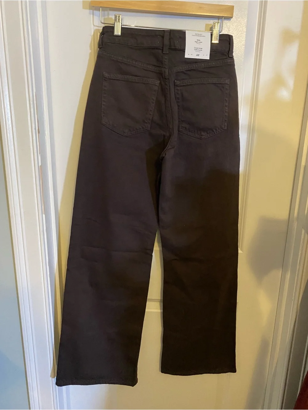 NWT H&M Wide Leg High Waist Full Length Chocolate Jeans - Picture 3 of 8